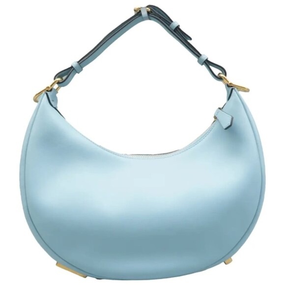 Fendi Handbags - 100% Authentic FENDI Fendigraphy Blue Leather Shoulder Bag 2007-071224